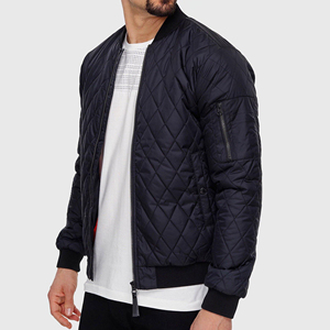 Chaqueta Bomber Acolchada Negra para Hombre, Cierre de Cremallera, Color Sólido, Informal, Resistente al Viento, de Poliéster, Ropa de Invierno - Product Image 2