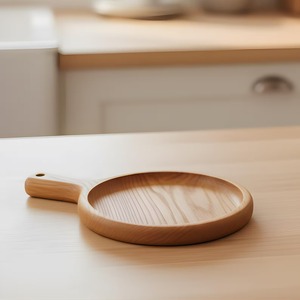 Plateau rond en bois simple, idéal pour la cuisson de pizzas et le service de sandwichs, planche en bois naturel et élégante vaisselle de cuisine en provenance d'Inde - Product Image 3