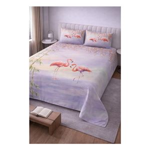 Juego de Sábanas de Algodón Suave Flamings de 108x108 Pulgadas, Estilo Americano, Incluye 4 Piezas: Sábana Ajustable y Plana para Cama Individual, para Hogar y Hotel - Product Image 1