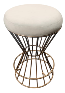 Tabouret de bar moderne en fil de fer doré avec coussin rond rembourré, chaise de bar de luxe en métal pour îlot de cuisine - Product Image 2