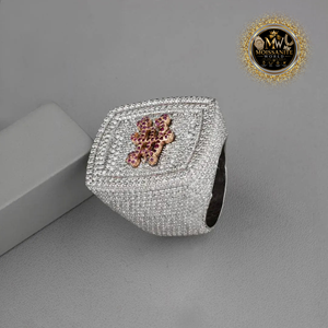 Bague de mariage pour homme en argent sterling certifié luxe, sertie de moissanite, avec rubis plaqué or, style hip-hop - Product Image 1