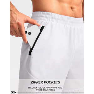 กางเกงขาสั้นออกกำลังกายขายส่ง ระบายอากาศได้ดี เหมาะสำหรับวิ่งและเล่นกีฬา มีกระเป๋าซิป แถบสะท้อนแสง สำหรับผู้ชาย - Product Image 4