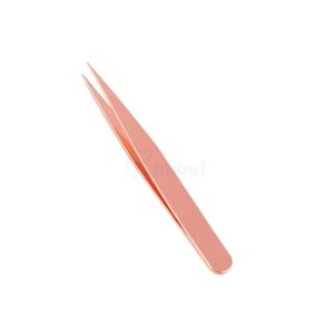 Kit de 4 pinces à épiler pour sourcils en or rose, en acier inoxydable, pointes inclinées et plates, faible MOQ, conception de logo personnalisé - Product Image 2