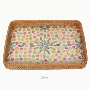 Bandeja de Servir Rectangular de Madera con Tejido de Ratán y Madreperla, Hecha a Mano, Ecológica, Elegante, Duradera, Decoración para el Hogar, Regalo de Inauguración - Product Image 2