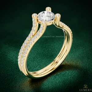 Anillo de Compromiso de Moissanita con Corte Redondo en Oro de 9K, 10K, 14K y 18K Personalizado, Certificado por IGI, Anillo de Boda con Pavé para Mujer - Product Image 3