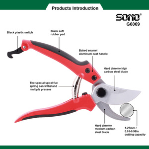กรรไกรตัดแต่งกิ่ง SONO G6069 แบบพกพาสำหรับคนถนัดขวา  วัสดุคาร์บอนสตีลและอะลูมิเนียมอัลลอยด์  ชุบโครเมียม  ด้ามจับกันลื่น TPR - Product Image 2