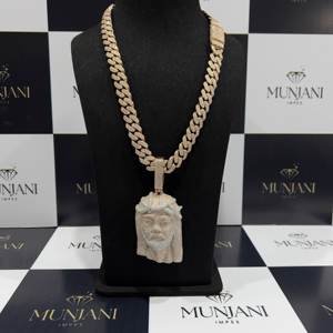 Collar con Colgante de Paz, Chapado en Oro Rosa de Lujo, Oro Sólido de 14K/18K, Certificado IGI, VVS, Estilo Hip Hop, Unisex, Cadena de Primera Calidad - Product Image 2