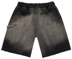 <b>Men's</b> Black Washed Denim Shorts with Skeleton Bone Print <b>Drawstring</b> Waist Casual Streetwear <b>Jean</b> Short, Relaxed Fit Summer Short - Product Image 4