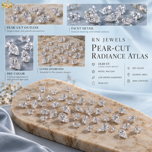 Diamant sculpté en forme de poire de 13,50 carats, cultivé en laboratoire, avec un éclat brillant |   Proportions élégantes et sur mesure avec tailles adaptables - Product Image 5