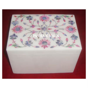 Cajas con Incrustaciones de Mármol Blanco Puro y Diseño Hermoso, Hechas a Mano y Pulimentadas, en Forma Rectangular para Almacenamiento - Product Image 2