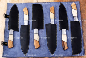 Hand Forged Eco-Friendly Ambidextrous Stainless Steel Razor Sharp 6-Piece Kitchen <b>Knife</b> Chef Set <b>Bone</b> Wooden <b>Handle</b> OEM ODM - Product Image 5