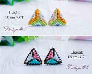 Pendientes Triangulares Negros y Blancos, Pequeños Pendientes Geométricos Monocromáticos, Regalo para Mujer, Pendientes Minimalistas con Cuentas - Product Image 6