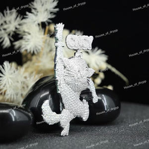 Collar con Colgante de Animal, Chapado en Plata 925 con Diamantes de Moissanita, Estilo Urbano, Hip Hop, Collar de Declaración - Product Image 2