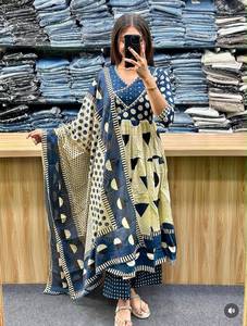 Womanica <b>Women</b> Printed Kurti Set Ethnic <b>Trousers</b> Suit Polka Dot Pants Outfit Festival Party Wear - Product Image 3