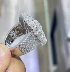 Bague Iced Out en Moissanite Baguette et Diamant VVS Taille Ronde, Style Cluster, pour Homme, Hip Hop, en Argent Sterling 925 - Product Image 4
