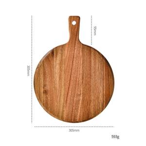 Planche à découper en bois d'acacia avec poignée, ronde, en forme de palette, pour la viande, le pain, le service, la charcuterie, les blocs à hacher - Product Image 4