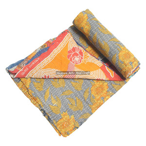 Indian Old Vintage Kantha Work Reversible 100% Cotton <b>Quilts</b>/Throw/Blanket/Gudari Indian Reversible Hand Stitched Heavy Throw - Product Image 2