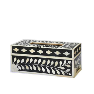 Boîte à mouchoirs décorative artisanale en os incrusté, écologique et luxueuse, accessoire de décoration élégant pour la maison Tradebyd - Product Image 2
