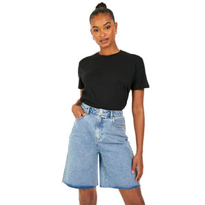 Pantalones vaqueros de mezclilla a la moda para mujer, shorts de mezclilla holgados y desgastados de cintura alta para verano, precio razonable, servicio OEM - Product Image 4