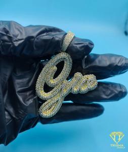 Iced Out <b>Initial</b> NAME <b>Pendant</b> Hip Hop Bling Necklace Gold Tone Custom Letter Chain Luxury Statement Jewelry - Product Image 2