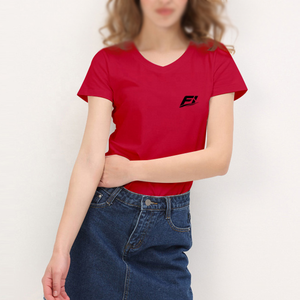 Camiseta de algodón para mujer, manga corta, cuello redondo, suave, transpirable, lisa, con logo personalizado, informal, a la moda, al por mayor. - Product Image 3