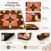 Tapis de Mahjong Portable en Néoprène Premium, Design Original Oiseaux de Jardin, 33 pouces, Durable, Écologique, Antidérapant, Résistant à l'Eau