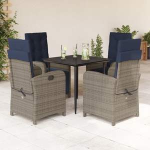 Conjunto de Comedor de Jardín Ajustable de Ratán Sintético Gris con Cómodos Reposapiés - Product Image 1