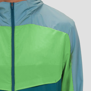 Men's Color Blocking Windproof Hooded Rain <b>Jacket</b> With Zipper Closure Sporty Style Autumn Wear Regular Fit Polyester Material - Product Image 5