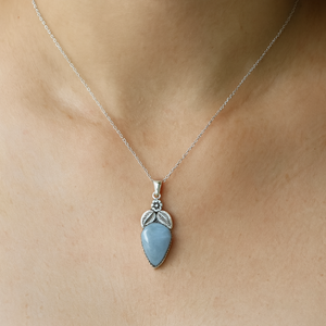 <b>Top</b> Quality 925 Sterling Silver Blue Angelite Arrowhead Pendant Necklace <b>Rose</b> Gold Yellow Gold Plated Floral Vintage Charm Women - Product Image 2