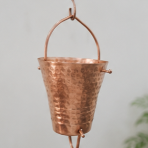 Ensemble de Chaînes de Pluie en Cuivre pour Décoration de Jardin Extérieur, Style Simple, avec Seau Suspendu - Product Image 5