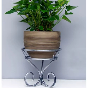 Support de pot de fleurs en fer contemporain, élégant support de plantes en métal pour la décoration intérieure et extérieure moderne - Product Image 1