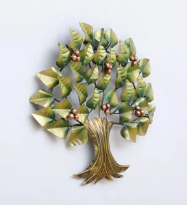 งานศิลปะติดผนังรูปต้นไม้โลหะทำมือ ใบไม้สีเขียวและผลเบอร์รี่ ของตกแต่งแขวนผนังสำหรับห้องนั่งเล่น ห้องนอน สำนักงาน - Product Image 6