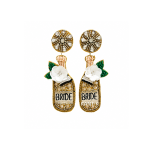 Pendientes llamativos de cuentas rosas con detalles de cristal y cuentas pequeñas, estilo champán nupcial, para novias y despedidas de soltera - Product Image 4