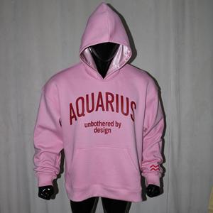 Sudadera con capucha de algodón de felpa de color ROSA, personalizada, extragrande, de tejido grueso y canalé, talla americana, con bordado desgastado, Finer Threads - Product Image 2