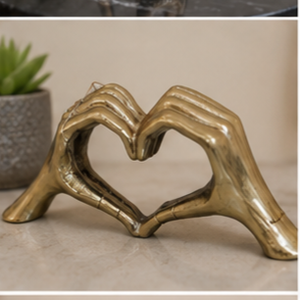Modern Gold Aluminum <b>Heart</b> Hands Sculpture Handmade Abstract Tabletop Art Decor Showpiece for Home Office Wedding Living Room - Product Image 5