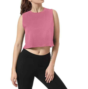 T-shirt court personnalisé en coton modal uni pour femme, haut court d'été uni pour femme avec manches cousues - Product Image 6