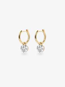14K 18K <b>Solid</b> Gold Heart Lab Grown Diamond Solitaire <b>Hoop</b> <b>Earring</b> Certified 11mm Georgian Prong Everyday Wear Minimalist - Product Image 4