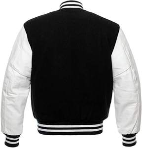 Chaqueta Varsity de Lona Vintage para Hombre con Cuello Alto y Mangas de Lana, Chaqueta Deportiva de Béisbol, Venta al por Mayor, Largo - Product Image 3