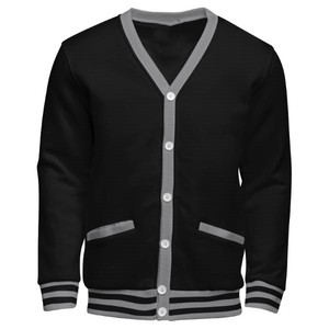 Cardigan à col en V pour homme avec logo personnalisé, bordure blanche, manches longues, fermeture boutonnée, tricot en coton, vêtement décontracté - Product Image 5