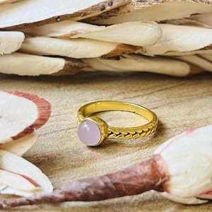 Modern Style Boho <b>Braided</b> Ring Dainty Brass Jewelry For Women 18k Gold Plated Rose Quartz Minimalist Ring For Wholesale/OEM/ODM - Product Image 4