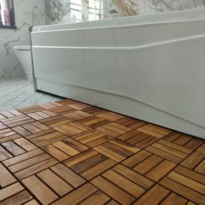 Dalles de terrasse extérieures emboîtables de haute qualité / Revêtement de sol en bois, taille 300 x 300 mm, décor balcon, jardin, allée, terrasse, patio. - Product Image 6