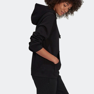Unisex <b>Black</b> Hooded Sweatshirt Regular Sleeve <b>Fleece</b> Oversized Casual Solid Color Autumn Wear - Product Image 2