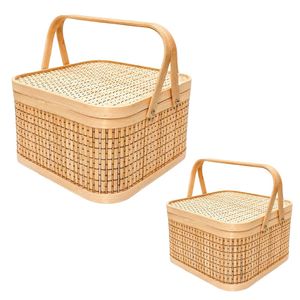 PHU HAO Best Selling Eco-Friendly Bamboo Home Decor Gift <b>Basket</b> with Lid <b>Square</b> Shape Multi-Purpose for Christmas Holiday Gifts - Product Image 1