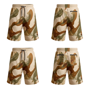 Pantalones Cortos Deportivos de Nylon Beige para Hombre, Diseño Moderno y Abstracto, Ligeros, para Entrenamiento - Product Image 3