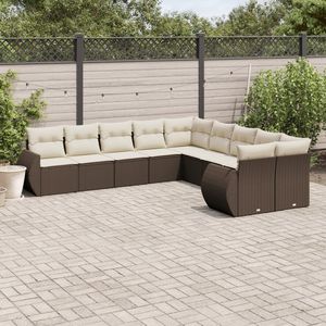 Conjunto de Sofás de Jardín de Ratán PE Marrón con Patas Ajustables, Sofás de Jardín con Patas Ajustables - Product Image 1