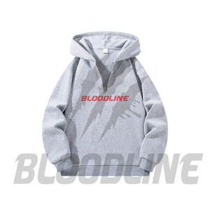 Custom Bloodline logo Unisex Oversized Half Zip Hoodie with Breathable Cotton Casual Travel Pullover hoodies - Product Image 5