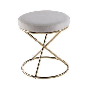Tabouret de luxe Golden Stool en acier inoxydable, forme ronde, avec un magnifique pouf en tissu, autre décoration d'intérieur - Product Image 1