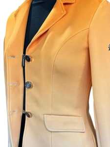 Abrigo de Caza Personalizado para Mujer, para Montar a Caballo |   Elegante Chaqueta de Sublimación Naranja para Espectáculos |   Chaqueta para Competición Ecuestre - Product Image 4