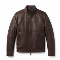 Veste en cuir véritable pour homme de qualité supérieure, vêtement d'extérieur décontracté moderne, fermeture éclair intégrale, col montant, poches zippées, design élégant pour tous les jours