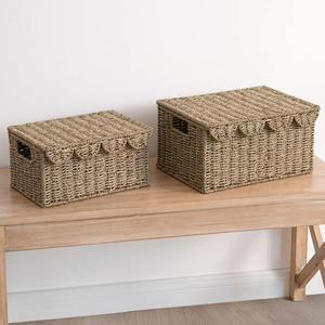 Panier de rangement en osier avec poignées intégrées, panier de rangement fait main, vente en gros, écologique, fabriqué au Vietnam - Product Image 3